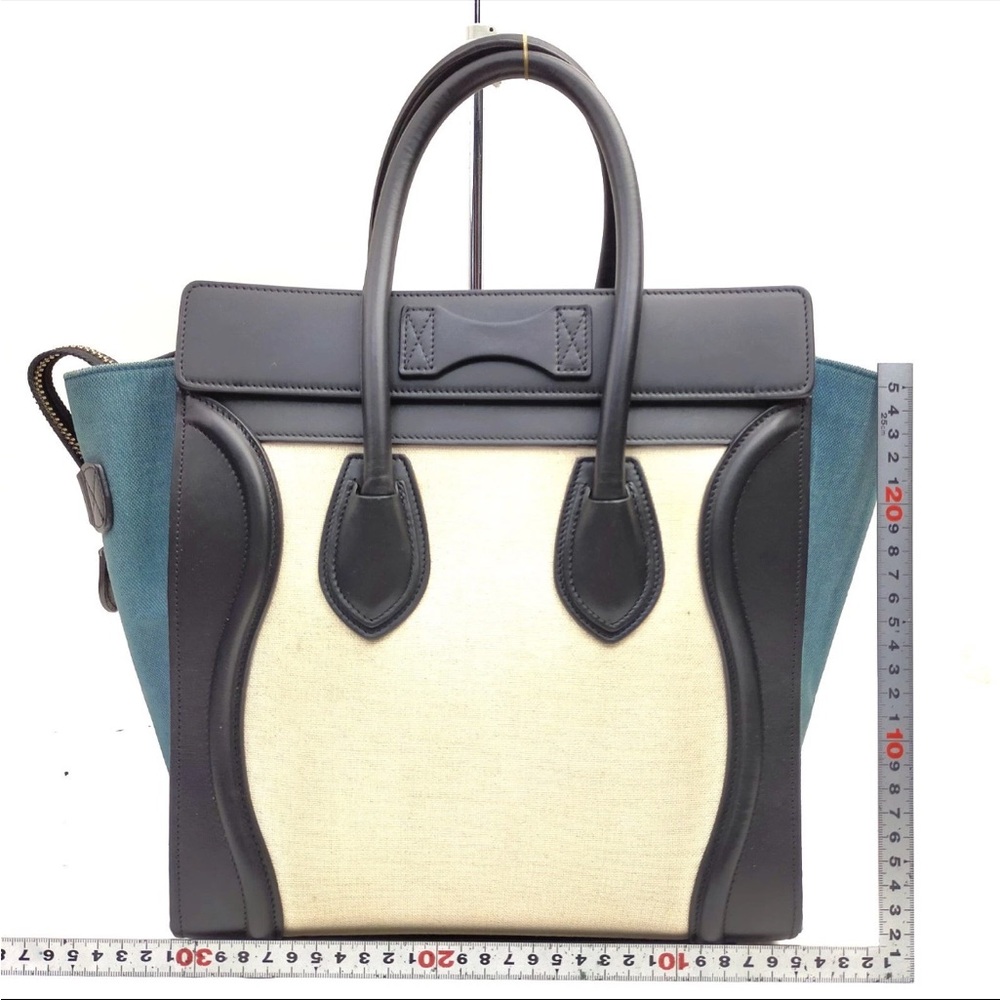 Celine Black, Cream, and Teal Satchel - Picture 2 of 8